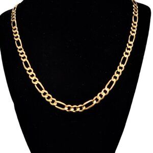 14k Yellow gold Unisex Figaro Link Necklace